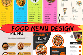 design a restaurant, cafe menu for print and digital use