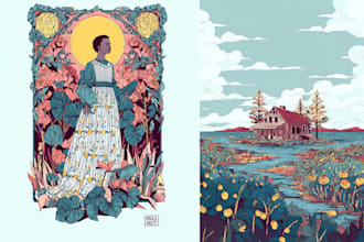 draw an art nouveau illustration for custom projects