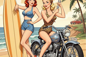 create sexy pin up girl illustrations with a custom touch