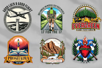 make unique badge design for graphic shirt design and logo