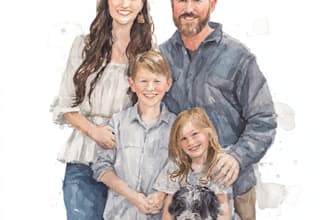 custom watercolor family portrait from photo