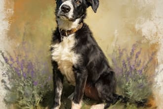 draw pet portrait, digital art, watercolor, pet memorials