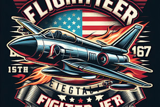 design high quality vintage fighter jet logo with t shirt design