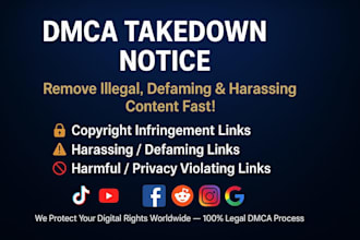 takedown harassing remove defaming content  youtube fb instagram reddit by dmca