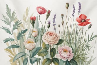 paint watercolor flowers and botanical illustrations