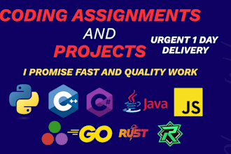do coding or cs assignment, projects in python, c, cpp, rust, go, java, r, lisp