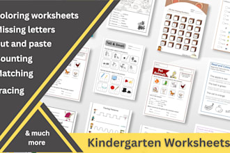 create educational printable worksheets for kindergarten