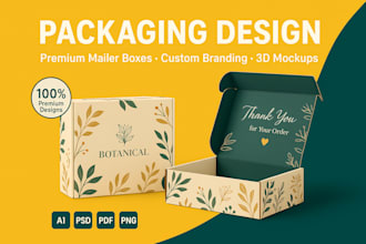 do product packaging box design, mailer box, subscription box, amazon box design