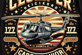 design high quality vintage helicopter logo with t shirt design