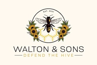 design a charming honey bee logo for your family owned brand