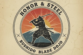 design a unique vintage samurai logo for your brand