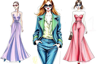 draw a fashion illustration, portrait, sketch
