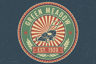 design a professional vintage lawn mower logo