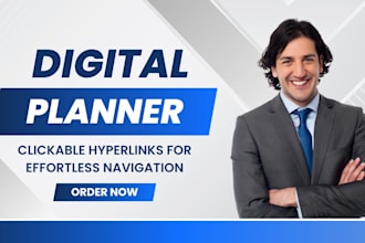 etsy digital planner, etsy digital product, hyperlinked planner digital journal