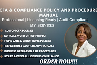 create cfa and compliance policies and procedures for your business or agency