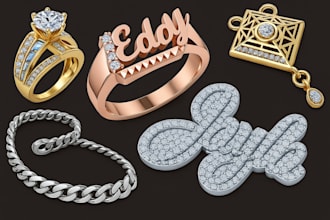 do 3d jewelry design pendant ring earrings bracelet necklace cad jewelry design