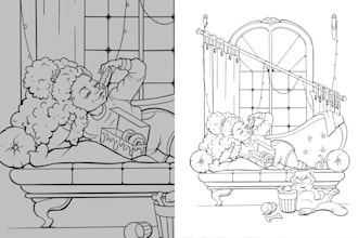 line art, line illustration for colouring book