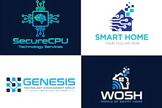 create modern crypto, blockchain, nft, startup, ai brand, or tech logo design