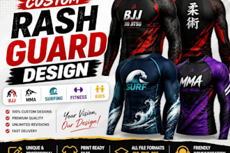design custom rash guards bjj MMA surfing kids and fitness