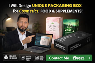 design unique packaging box for cosmetics, food, or supplements