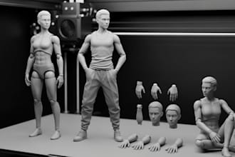 sculpt custom 3d bjd, 3d articulated model, 3d flexi toy, convert  2d to 3d