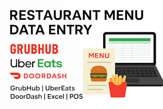 upload your restaurant menu to grubhub, uber eats or doordash