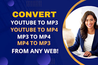 convert and save youtube to mp3 or mp4, mp3 to mp4, audio to mp4