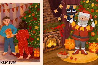 draw cute cozy christmas and holiday illustrations