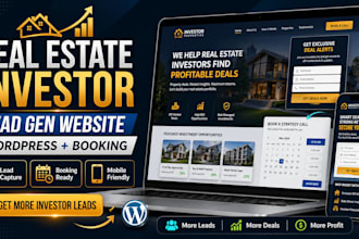 build real estate investor lead generation wordpress website with booking