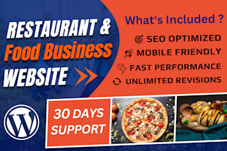 build restaurant, cafe, bakery, food truck, pizza shop, coffee shop website