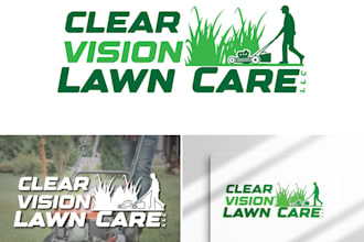 design landscaping ,lawn care, mowing, organic farm and agriculture logo