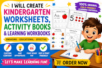 create kindergarten worksheets, activity books and learning workbooks