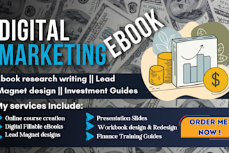 ghostwrite a digital marketing ebook, finance ebook, canva ebook, lead magnets