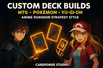 build mtg edh commander, pokemon tcg, yugioh custom tcg deck with anime dungeon