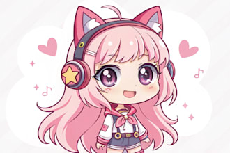 design chibi vtuber anime style in png tuber for streaming
