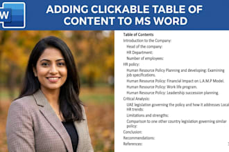 create clickable table of content, hyperlink and index
