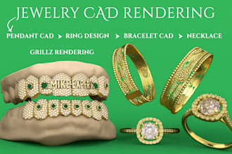 do jewelry cad rendering bracelet cad pendant, jewelry cad grillz rendering