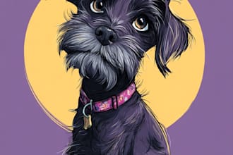 do disney pets portrait illustration in disney style