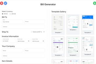 create a custom bill or invoice generator tool