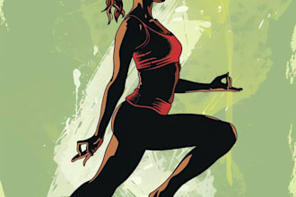 draw flat yoga pose, workout, fitness illustration