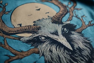 create animal linocut tshirt design for brands