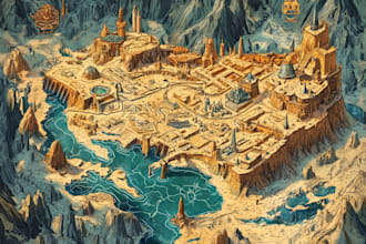 make fantasy map illustration for map