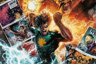 illustrate realistic comic book action scenes