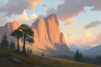paint professional landscape concept art in painterly style