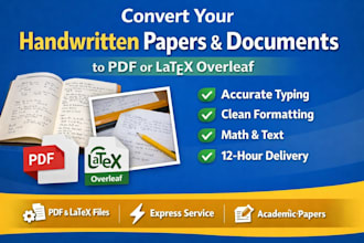 convert written papers and documents to PDF or latex overleaf
