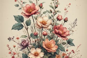 custom floral illustrations elegant flower designs