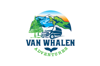 design particular van whalen adventures logo