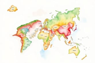 watercolor map illustration just for you