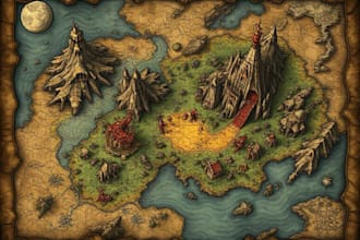 draw a fantasy map illustration