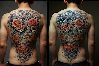 illustrate a japanese oreintal tattoo design